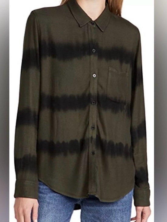 Rails Tops - Rails Hunter Shirt Olive Black Tie Dye Waves Button Up Size L NWT Casual